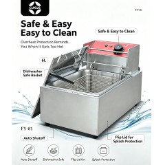 Frytownica elektryczna profesjonalna gastronomiczna jednokomorowa 6L 2500W CUKUS FY-81