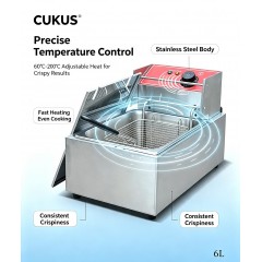 Frytownica elektryczna profesjonalna gastronomiczna jednokomorowa 6L 2500W CUKUS FY-81