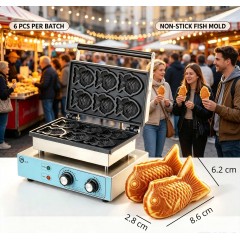 Gofrownica Taiyaki japonski 6 rybek rybki gofry Fish Shape ryba waffle maker BH-1005